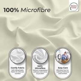 Rohi Single Fitted Sheet 100% Microfibre – 16'' (40cm) Extra Deep Fitted Sheet with All Around Elastic – Ultra Soft, Hypoallergenic & Durable Bed Sheet – Bottom Sheet (Cream – 90 x 190cm)