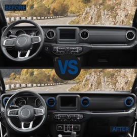 Voodonala for Jeep JL Dash Air Conditioning Vent Outlet Bezel Ventilation Grille Embellishment Trim for 2018-2023+ Jeep Wrangler JL JLU Gladiator JT Trunk Interior Accessories, ABS Blue