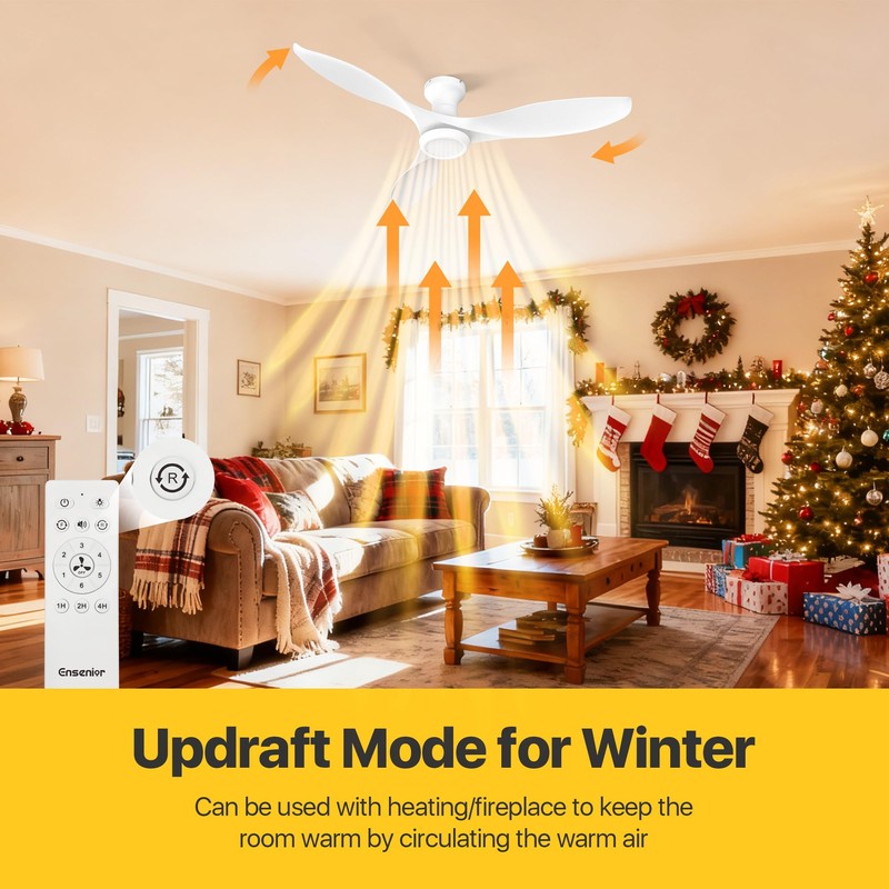 Ensenior 52 Inch Ceiling Fans with lights Remote Control, Flush