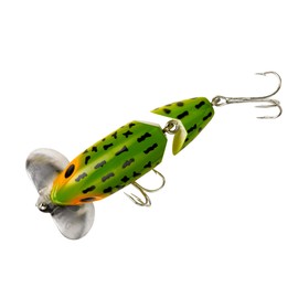 Arbogast Jitterbug Topwater Bass Fishing Lure - Excellent for Night Fishing, Frog White Belly, G675 Jointed Clicker (3 1/2 in, 5/8 oz) (G675-06)