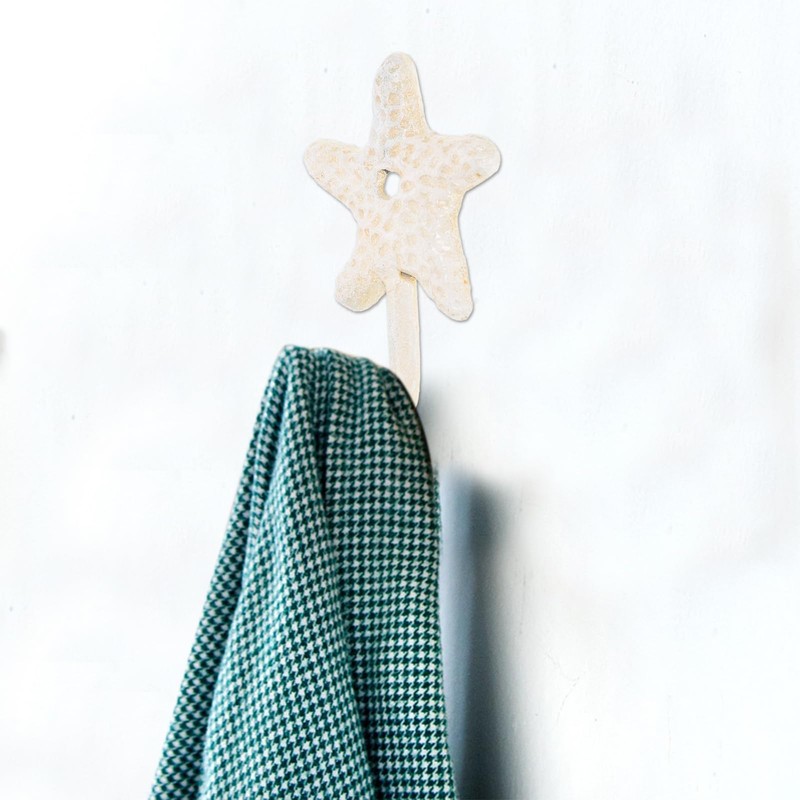 Holibanna Cast Wall Hooks 3pcs Iron Star Coat Hook Nautical
