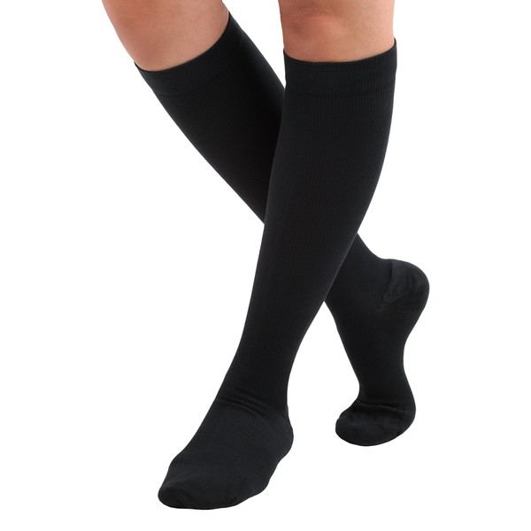 Cotton Support for Women and Men 20-30mmHg - Graduated Firm Support Compression Sock for Women and Men 20-30mmHg with Closed Toe - Made in USA by Absolute Support - Black, Small