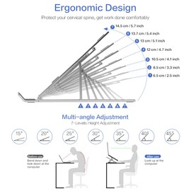 Portable Laptop Stand,Aluminum Laptop Computer Stand, Foldable Adjustable Portable Desktop Holder Compatible with MacBook Air Pro, Dell XPS, HP, Lenovo More 10-17" Laptops