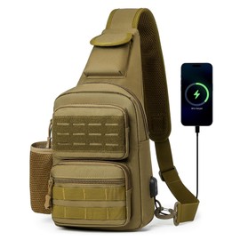 HUNTVP Tactical Chest Bag Men's Sling Bag Military Shoulder Bag Tactical Chest Bag MOLLE Crossbody Bag for Everyday Travel Hiking Camping