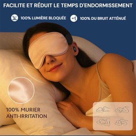 Bodysleep Confort Plus | Set Schlafmaske aus hypoallergener Seide für die Augen und Ohrstöpsel aus Silikon zum Schlafen | bequem, weich, atmungsaktiv, verstellbar – ideal für Nacht und Reise