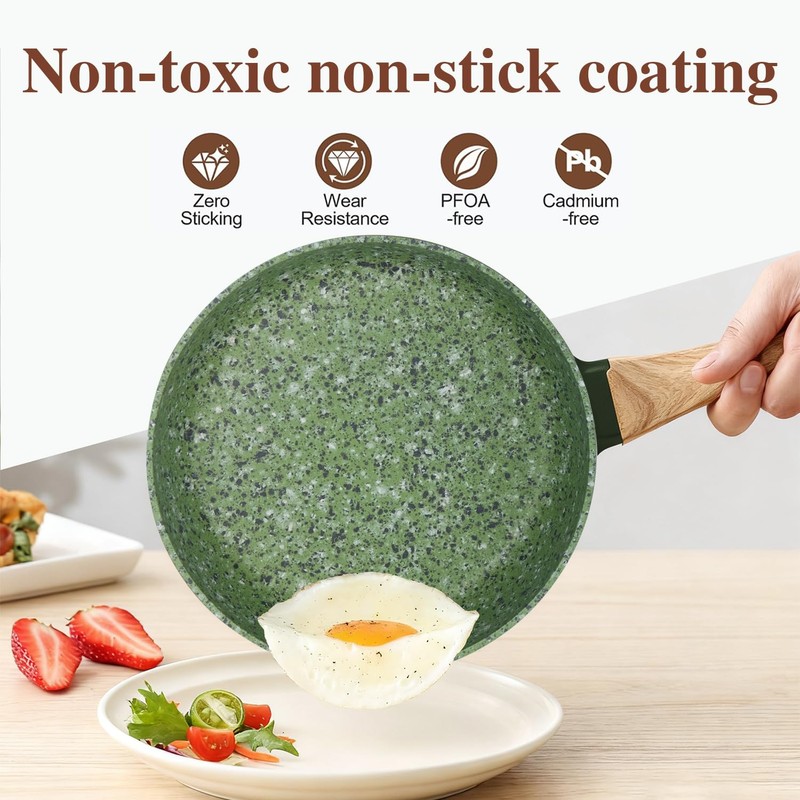Jovire 10.25 Inch Nonstick Frying Pan, Green PFAS-Free Non-Toxic Skillet,