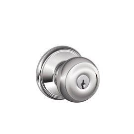 SCHLAGE F51A GEO 625 Georgian Knob Keyed Entry Lock, Bright Chrome 2.3 x 2.8 x 2.8 inches