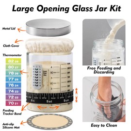 Friheten Sourdough Starter Kit,Sourdough Bread Baking Supplies,40oz Sourdough Starter Jar,Banneton Bread Proofing Basket Set with 9" Round & 10" Oval,Sourdough Bread Baking Tools,Silicone Bread Sling