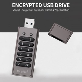 32GB 256-bit Encrypted USB Drive Password Secure Flash Drive USB3.0 U Disk Support Reset/Wipe/Auto Lock Function, Grey VCXN