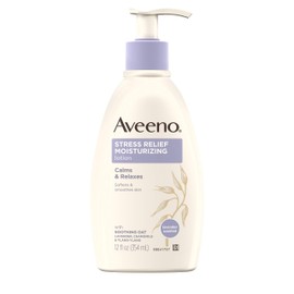 Aveeno Stress Relief Moisturizing Body Lotion with Lavender, Natural Oatmeal and Chamomile & Ylang-Ylang Essential Oils to Calm & Relax, 12 fl. oz ( Pack of 6)