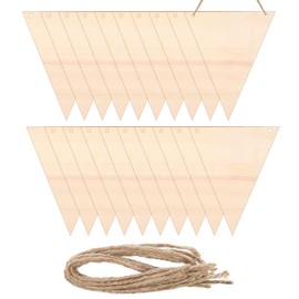 sourcing map Hanging Wood Sign with Rope, Triangle Shape Wooden Label 4.7"x4" Blank Wooden Crafts for DIY Projects, Christmas, Craft Decoration, Pack of 20
