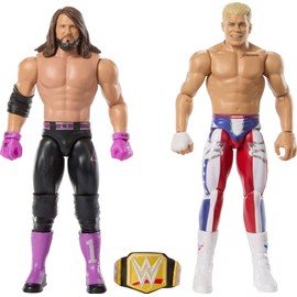 Mattel WWE Main Event Showdown Action Figures 2-Pack with Accessory, Series #22 Cody Rhodes vs AJ Styles Collectible Set, 6-inch