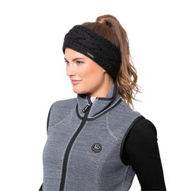 Giesswein Headband Stirnberg – Elegant Headband for Women, Merino Wool Headband, Ear Warmers, Warm Knitted Headwear with Fleece Lining And Cable Knit Pattern - black