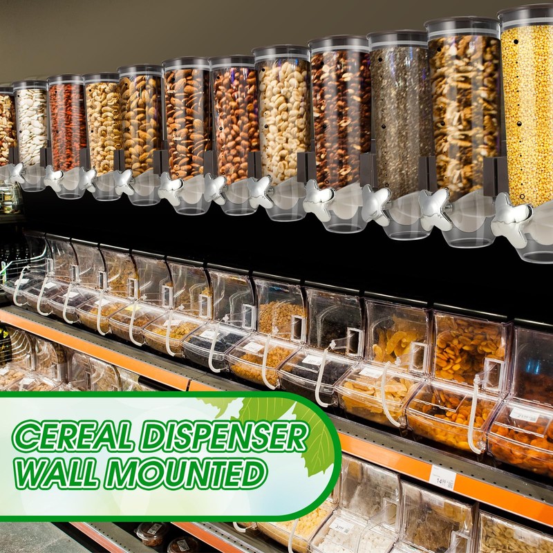 Nitial 2 Pieces Cereal Dispenser Wall Mounted 4.5L Triple Candy