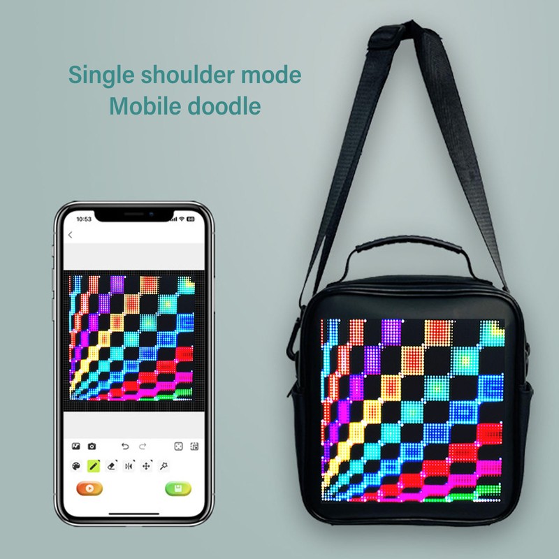 LED Backpack with Programmable Screen Colorful Sign Panel Smart Bluetooth