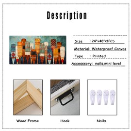 Derkymo Vintage Oar Picture Print Artwork Large Size Coastal Canvas Wall Art Framed Ready to Hang 24"x48"