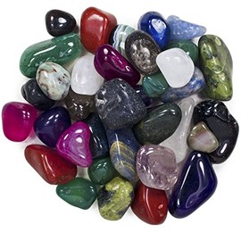 2 Pounds Brazilian Tumbled Polished Natural and Dyed Stones Assorted Mix - XX Small Size - 0.25" to 0.75" - Average 0.50"