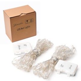 FUWDEO 7.5FT LED Net Lights, Warm White 96 LED Net Lights with Timer & Waterproof. Suitable for Table Centerpiece, Window, Banister, Wall, Garden, Bushes, Wedding, Party or Christmas Décor. 2 PK