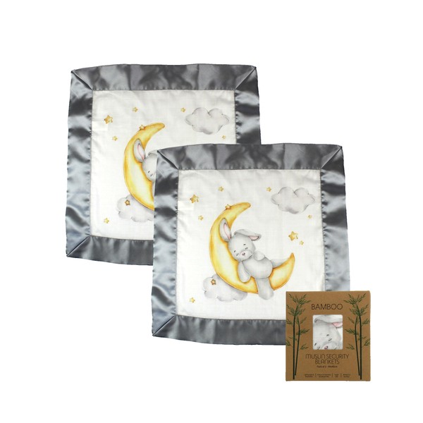 Immaculate Textiles Bamboo Baby Sensory Muslin Square/Comforter/Security Blanket - Pack of 2-40x40cm - 70% Bamboo / 30% Cotton with Satin Edge : Baby Boys or Girls