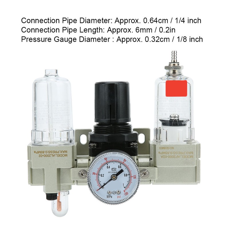 Air Oil Water Separator Triplet Automatic Drainage Pressure Regulator Aluminum