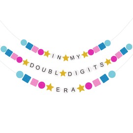 in My Double Digits Era Banner - DIY Friendship Bracelet Banner, Double Digits Birthday Girl Banner, Glitter Custom Birthday Banner, Giant Friendship Bracelet Garland, Teen Birthday Party Decor