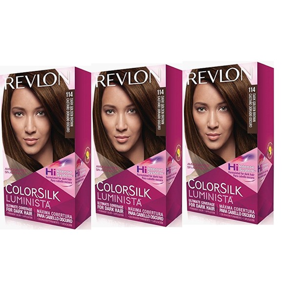 Revlon Colorsilk Luminista Haircolor, Dark Golden Brown, 3 Count