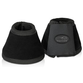 Equinate Fargo Boots with Suede Covered L Black - Robust and Shock Absorbing Bell Boots - Hoof Protection for Training and Tournaments - Set of 2