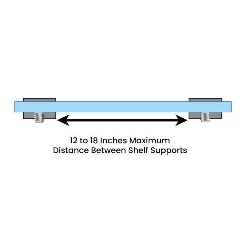 Dulles Glass Floating Shelf Brackets, Rectangular Clamps Heavy Duty, Chrome,