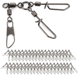 calm wish Octopus Scallop Swivels Snap Sarkan Fishing Octopus Double Specifications Screw Sea Lure Jig Rigging Tool One Touch Ring 30 Pieces