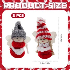 2Pcs Christmas Felt Decorations Cute Felt Doll Angel Small Christmas Tree Hanging Ornaments for Xmas Winter Party Decorations (Red-A)