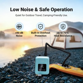 CooSpo Wave 20 Go Portable SUP Air Pump, 20PSI High Pressure Electric Inflator, 59.2Wh Rechargeable Battery Powered, Low Noise, Digital Display Auto Stop, Dual Mode Inflation for Kayak Paddle Board