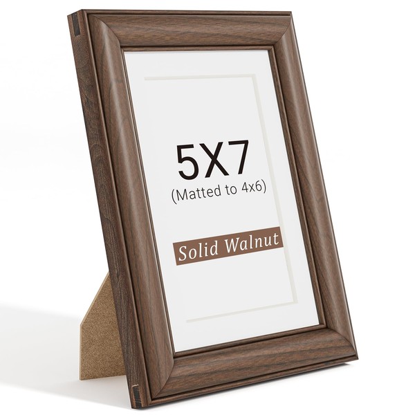 5x7 Picture Frame,5 x 7 Natural Solid Walnut Wood Frame