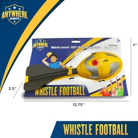 Anywhere Sports Soft Foam Whistle Football (12-Inch Kid Size, Bright Yellow & Silver Trim) – Fun Whistling Sound, Great Practice Ball for Kids