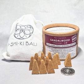 Pyramid Corn Incense / Exclusive Incense (12 Pieces) - ISHIKI-BALI Sacred Natural Herb Incense (Sandalwood)