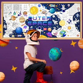 Outer Space Coloring Poster, 70.8''x31.4'' Space Large Coloring Poster, Outer Space Activity Drawing Paper for Space Themed Party Decorations & Birthday Decorations