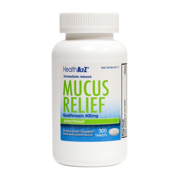 HealthA2Z® Mucus Relief | Guaifenesin 400mg | Immediate Release | Expectorant (300 Counts)