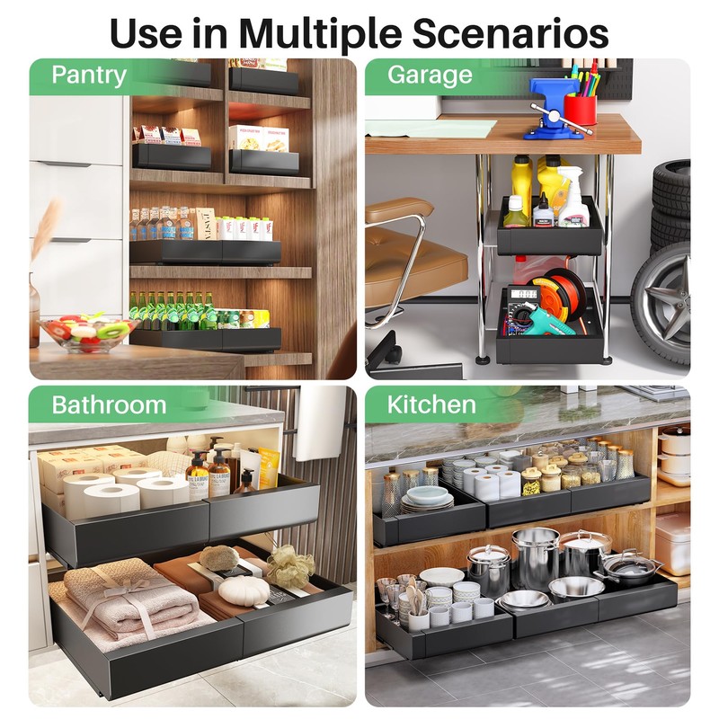 Pull out Cabinet Organizer, Expandable(12"-20") Heavy Duty Slide out Drawer