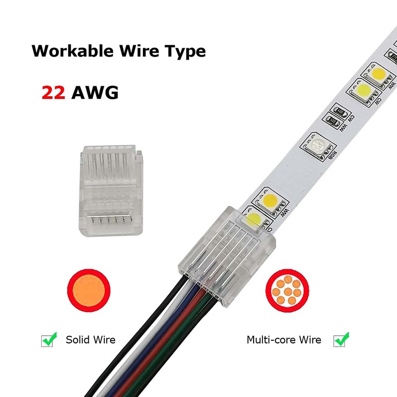 Biantie La 6 Pin 12mm LED Strip to Wire Connector