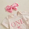 MAHUAOYIXI Baby Girl 3Pcs 1st Birthday Outfits Bow Embroidered Short