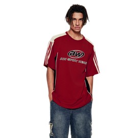 Vamtac Oversized T Shirt Classic Vintage 90s Contrast Color Graphic Tees Streetwear Racing Tee Speedway Tops Unisex