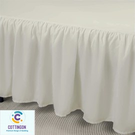 Ruffled Bed Skirt with Split Corners-Dust Ruffle - 18" Drop 100% Microfiber Soft,Sheen & Luxurious Look - Bed Skirts (Ivory -Full)