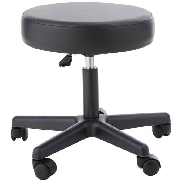 Sammons Preston 57189 Pneumatic Therapy Stool, Black, Dense Foam Cushion Stool for Extra Support and Comfort, Swivel Seat with Mobility Wheels for Clinical & Hospital Use, Lower Body Support, Rolling Stool