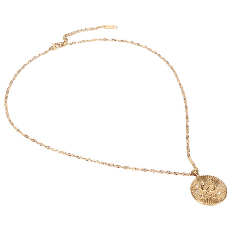 White Zircon Women Necklace Snake Pattern Electroplated Fashionable Female Pendant