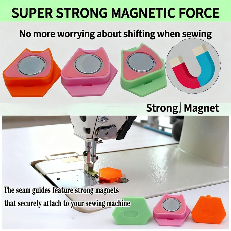 Jolynwin 3PCS Magnetic Seam Guide for Sewing Machine, Upgraded Multifunctional