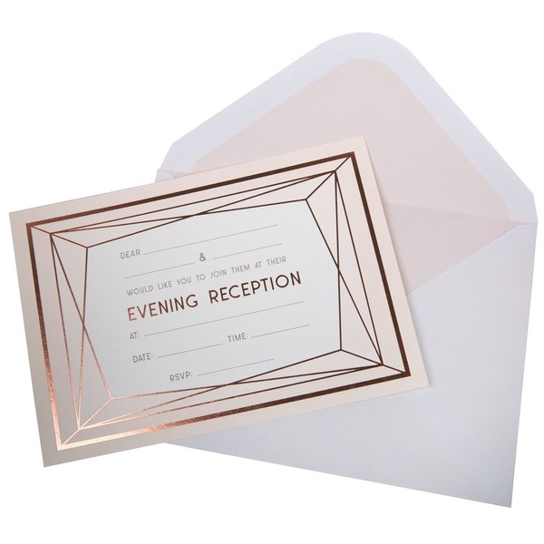 Neviti - Geo Blush - Evening Invites with Envelopes, Pack of 10