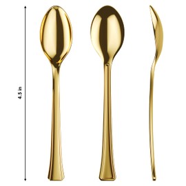 Exquisite Mini Spoons For Desserts - Bulk Pack Of 100 Gold Dessert – Disposable 4.5 Inch Plastic Appetizer Real Flatware Look Miniature Bpa Free Food SafeSafe