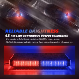 ELECHOI 12 Inch Roof Top Police Beacon Emergency Strobe Lights w/Magnetic Base, Mini LED Warning Traffic Hazard Caution Light Bar for Law Enforcement Vehicles Firefighter Trucks (Red/Blue)