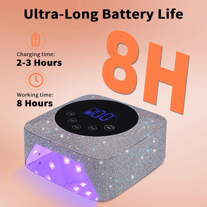 Kikugu Cordless UV LED Nail Lamp,72W Rechargeable UV Light for