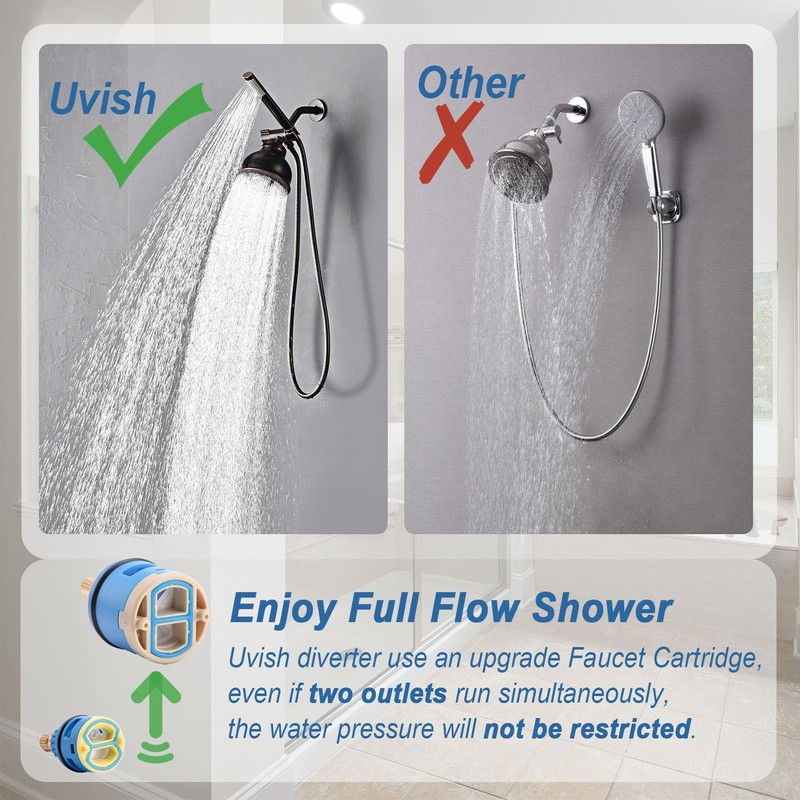 3 Way Shower Diverter Valve with Hand Shower Holder, G1/2