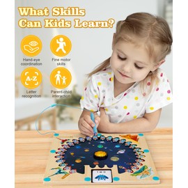 Protado Magnetic Alphabet Maze,Montessori Toys Wooden Puzzle Activity Board for Toddler Preschool Learning, Fine Motor Skills Education Toys Ideal Present for Kids 3 4 5 Years Old Boys and Girls